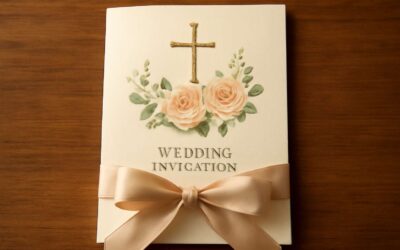 Chic and timeless: wedding invitation card design christian for a blessed celebration.